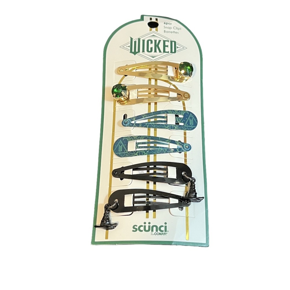 Wicked Elphaba Scunci Conair Hair Clip Barrette Set Witch Green